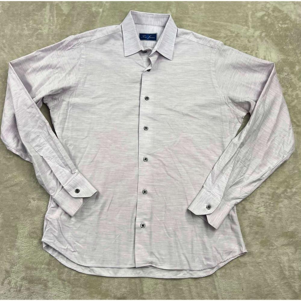 Tom James Mens Light Purple Slub Texture Long Sleeve Button Down Shirt Size XL
